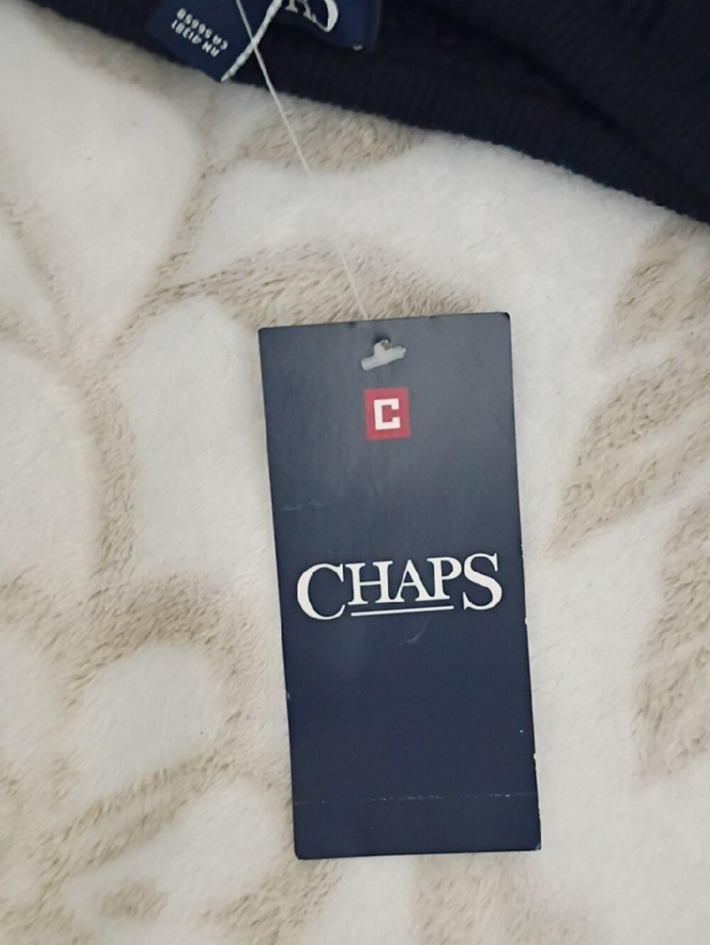Chaps Navy Cable-Panel Crew Neck Sweater - Picture 2 of 7